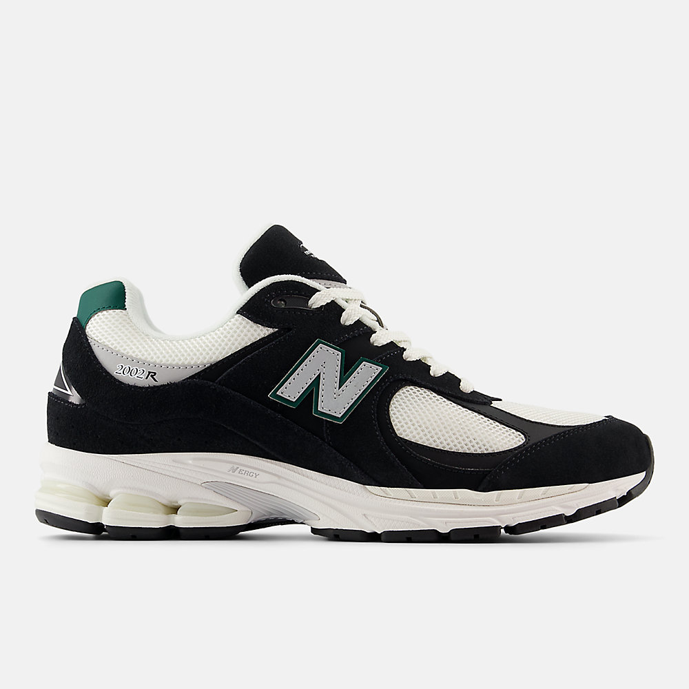 New Balance 2002R Shoes Black with Marsh Green and Sea Salt